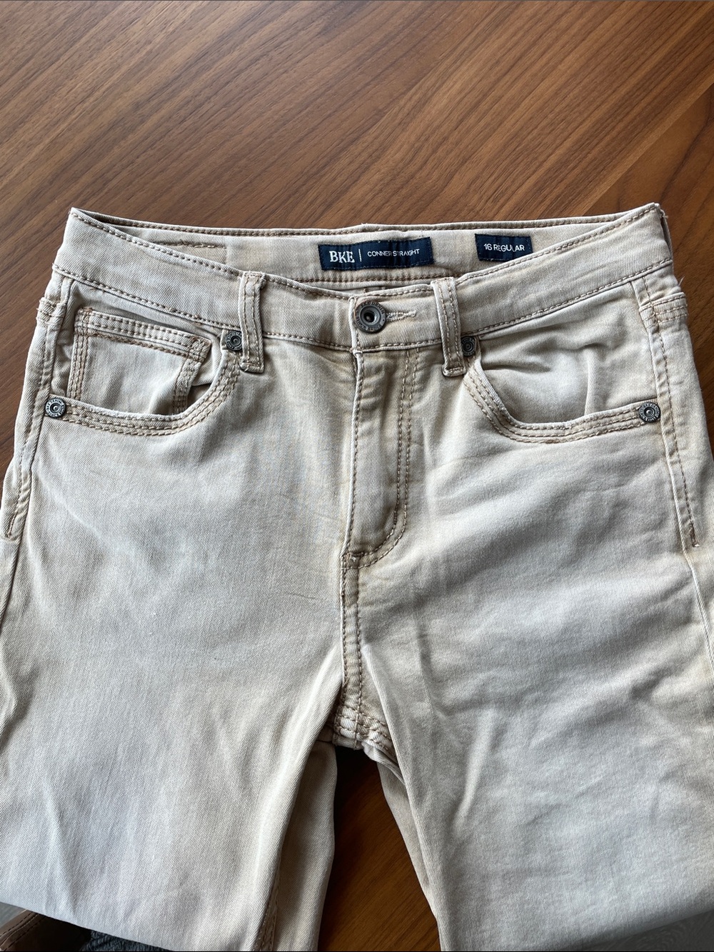 BKE Conner Straight Kids or Young Men’s Regular Fit Beige Jeans